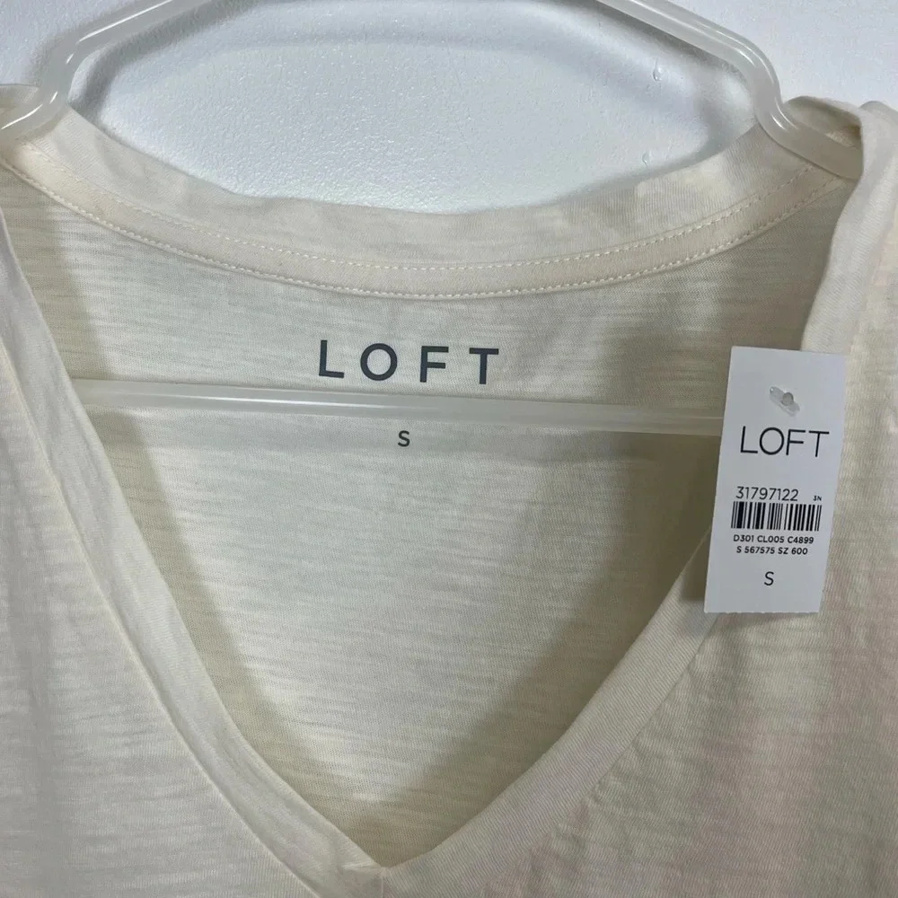Loft Shirt Womens Size Small Cream Puff Sleeve Embroidered Cotton Blouse NWT